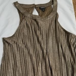 Pleaded metallic gold tank top